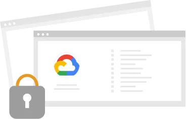 Files icon with Google Cloud Platform logo with a padlock